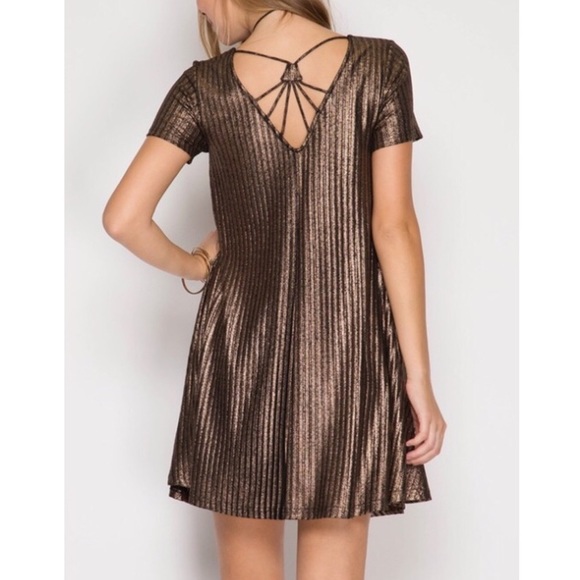 Amore adore Brown Metallic Ribbed Dress 🤎 - Picture 8 of 8